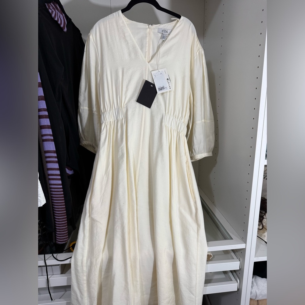 COS Off-White V-Neck Dress